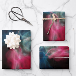 Feuille De Papier Cadeau fumée rose et bleue abstraite