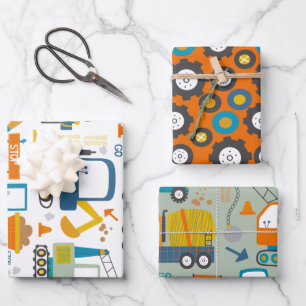 Feuille De Papier Cadeau Fun Colorant Digger Motif de camion