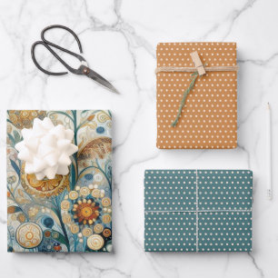 Feuille De Papier Cadeau Fun Colorful Abstrait Snowflakes Art Floral