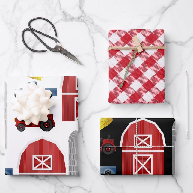 Feuille De Papier Cadeau Fun Country Farm (Recto)