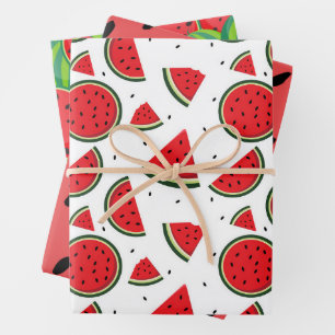 Feuille De Papier Cadeau Fun Eau Aquarelle Eté Fruit Rouge Vert 