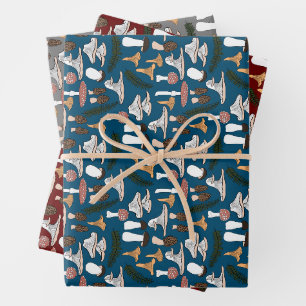 Feuille De Papier Cadeau Fun Fungi Champagne Motif de fougère