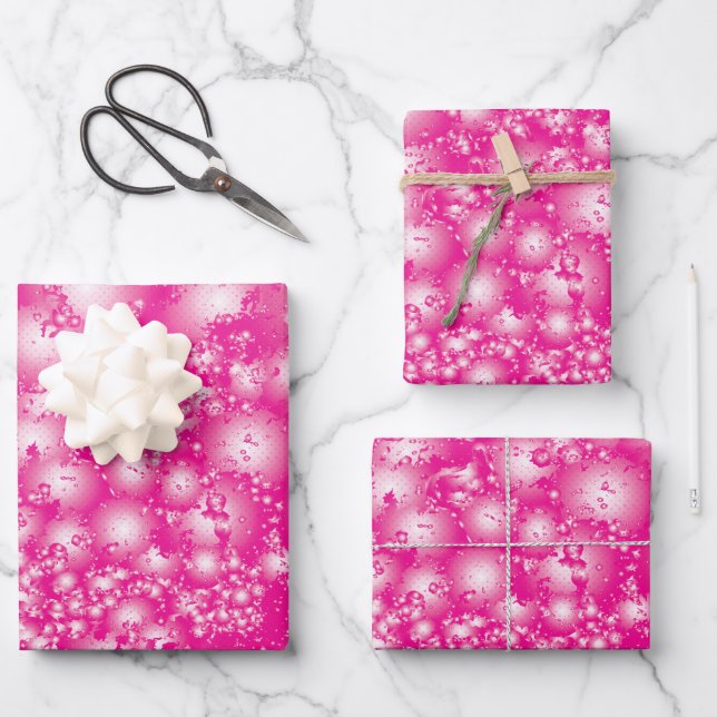 Feuille De Papier Cadeau Fun PINK Abstrait Encre Super motif (Recto)