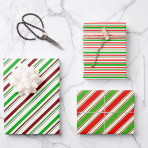 Feuille De Papier Cadeau Fun Vert, Blanc, Rouge Grandes Motifs