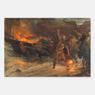 Feuille De Papier Cadeau Funérailles d'un viking (par Frank Dicksee)