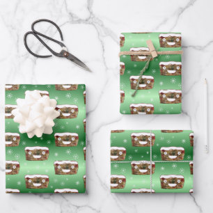 Feuille De Papier Cadeau Funky Noël Fruitcake Motif Vert