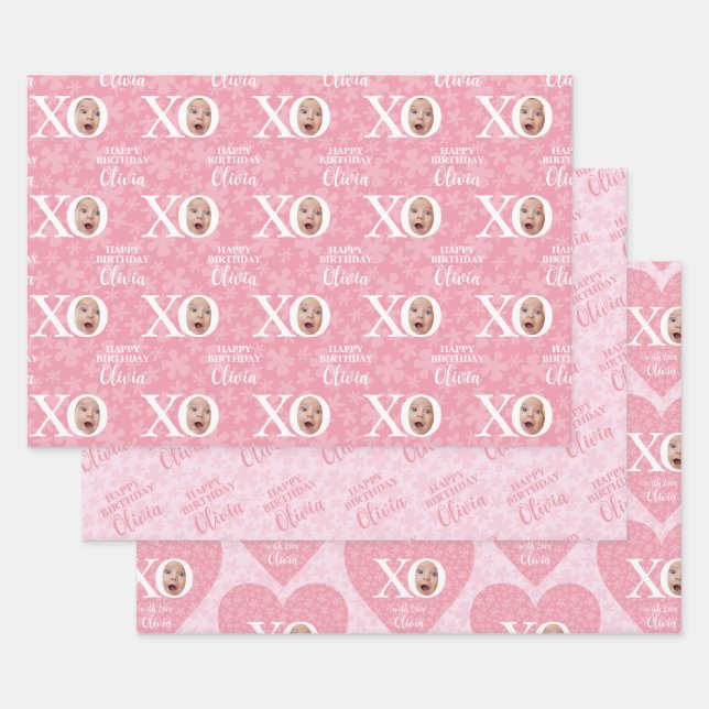 Feuille De Papier Cadeau Funny Baby Girl Photo Collage Personaliz (Lot)