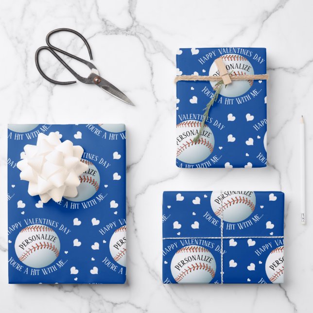 Feuille De Papier Cadeau Funny Custom Baseball Baller Valentines Day (Recto)