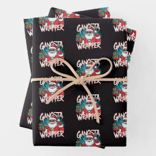 Feuille De Papier Cadeau Funny Père Noël Gangsta Wrapper