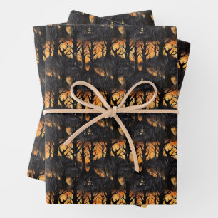 Feuille De Papier Cadeau Funny rétro éffrayant Halloween forêt hantée