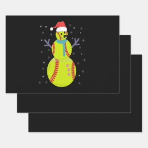 Feuille De Papier Cadeau Funny Softball Snowman Christmas New Year Gift