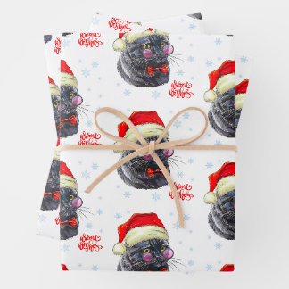 Feuille De Papier Cadeau Funny Sophisticated Santa Hat Cat