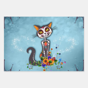 Feuille De Papier Cadeau Funny sugar skeleton cat
