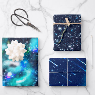 Feuille De Papier Cadeau Galaxie foncée étoiles Univers