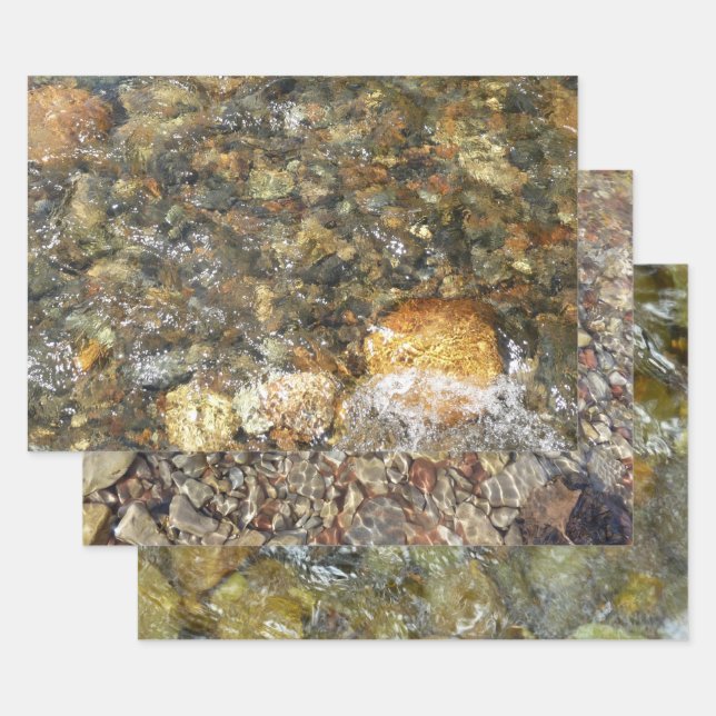 Feuille De Papier Cadeau Galets Brown et gris naturel Abstrait (Lot)
