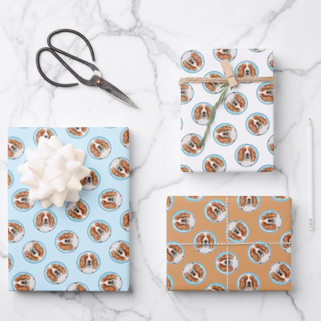 Feuille De Papier Cadeau Gallois Springer espagnol peinture de chien origin (Recto)
