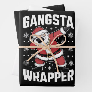 Feuille De Papier Cadeau Gangsta Wrapper Dabbing Père Noël Noël