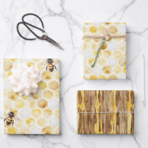 Feuille De Papier Cadeau Gâteau Anniversaire Alvéolé Jaune Doré