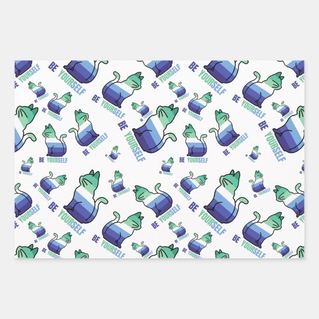 Feuille De Papier Cadeau Gay man Pride Chat - Soyez vous-même (Devant)
