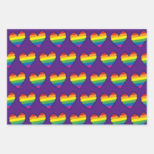 Feuille De Papier Cadeau Gay pride Arc-en-ciel - Coeur