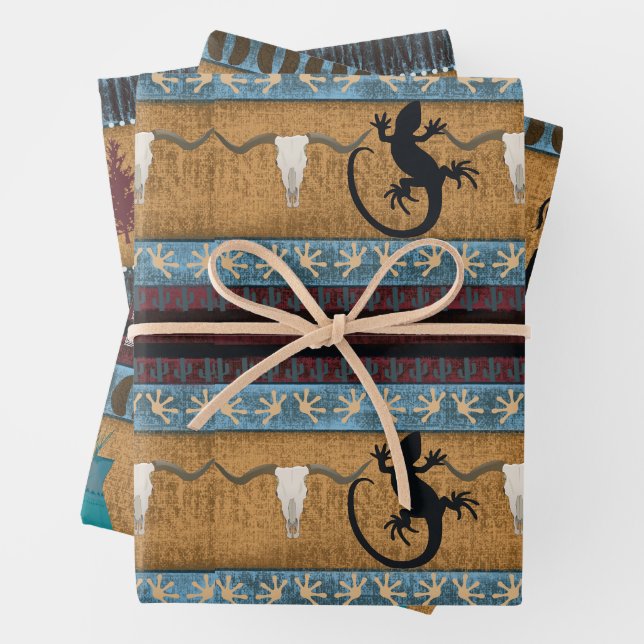 Feuille De Papier Cadeau Gecko, Buffalo et Owl d'Amérique (En situation)