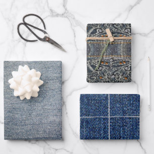 Feuille De Papier Cadeau Gemmes de Denim Dark