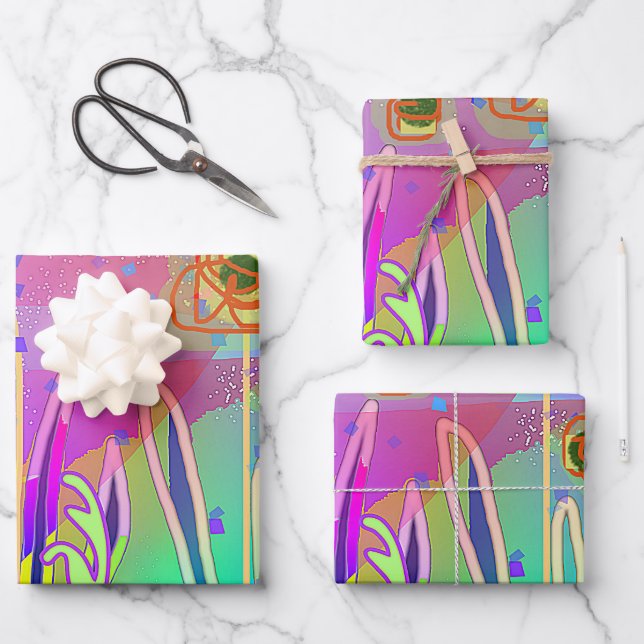 Feuille De Papier Cadeau Geo Contempo Floral (Recto)