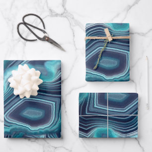 Feuille De Papier Cadeau Géode d'âge bleu et violet