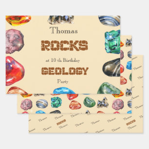 Feuille De Papier Cadeau Géologie fête d'anniversaire roche gemstone