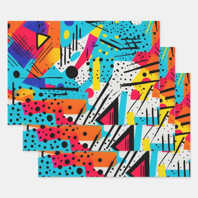 Feuille De Papier Cadeau Géométrique moderne (Lot)