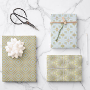 Feuille De Papier Cadeau Géométrique Or Chic