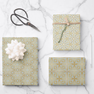 Feuille De Papier Cadeau Géométrique or classique et gras