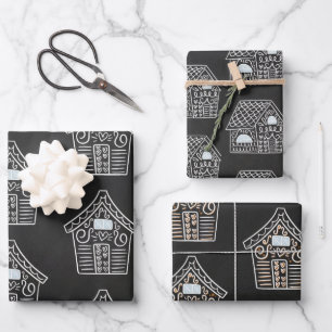 Feuille De Papier Cadeau Gingembre blanc mignon Maison pain cadeau de Noël