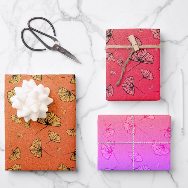 Feuille De Papier Cadeau ginkgo d'automne (Recto)