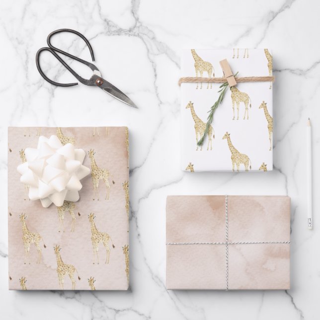 Feuille De Papier Cadeau Giraffe de crème       (Recto)