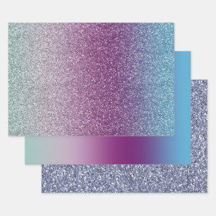 Feuille De Papier Cadeau Girl Aqua Mint mauve Pink Parties scintillant ombr