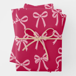 Feuille De Papier Cadeau Girly Coquette Pink Bows Pattern