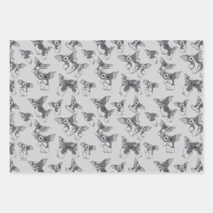 Feuille De Papier Cadeau Gizmo   Motif noir et blanc