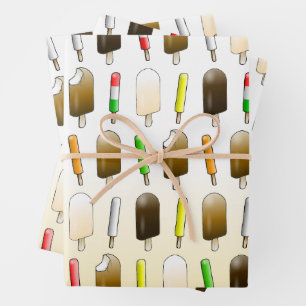 Feuille De Papier Cadeau Glace et Anniversaire Amusant