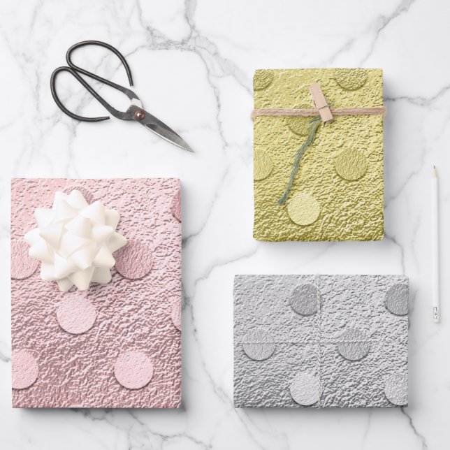 Feuille De Papier Cadeau Glam Argent rose Or Parties scintillant métallique (Recto)