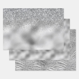 Feuille De Papier Cadeau Glam argenté