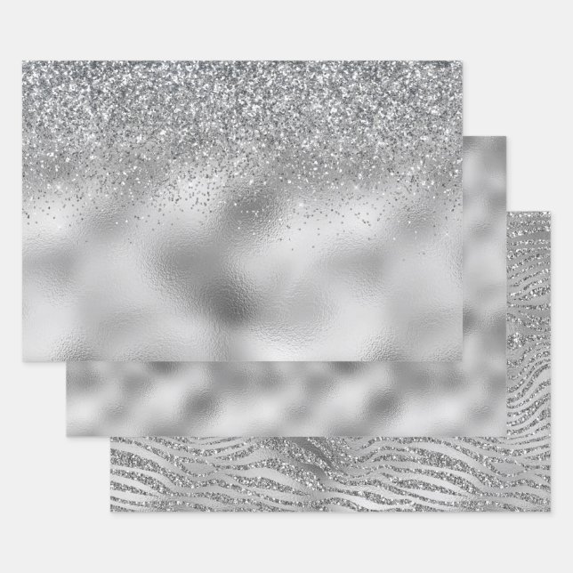 Feuille De Papier Cadeau Glam argenté (Lot)