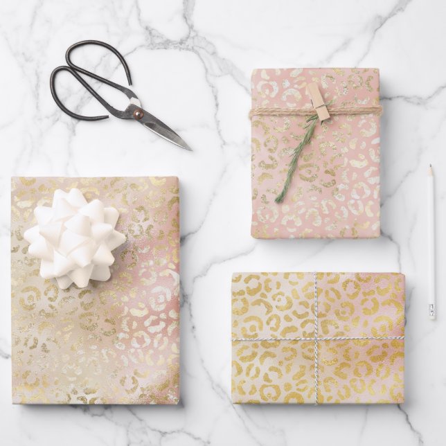Feuille De Papier Cadeau Glam Gold Rose (Recto)