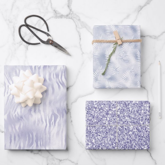 Feuille De Papier Cadeau Glam Lavender Lilac Zebra Imprimer (Recto)