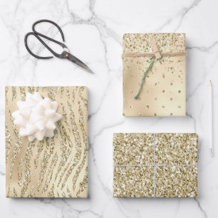 Feuille De Papier Cadeau Glam Luxe Gold Parties scintillant Zebra Print