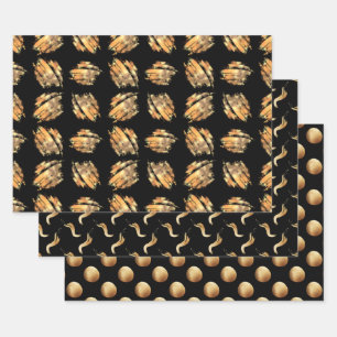 Feuille De Papier Cadeau Glam moderne noir et or