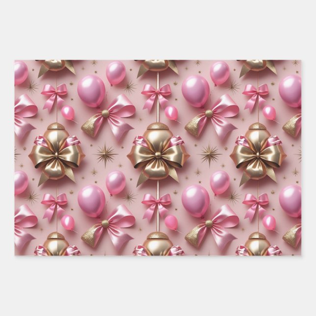 Feuille De Papier Cadeau Glam Motif d'anniversaire (Devant)