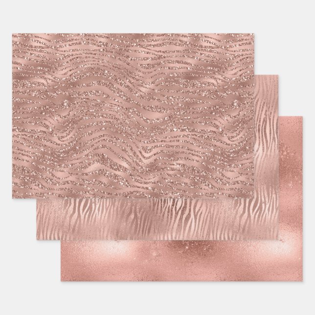 Feuille De Papier Cadeau Glam rose or Rose (Lot)