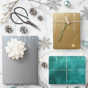 Feuille De Papier Cadeau Glamour de Noël Paillettes Métallisées Icy Foil Gl