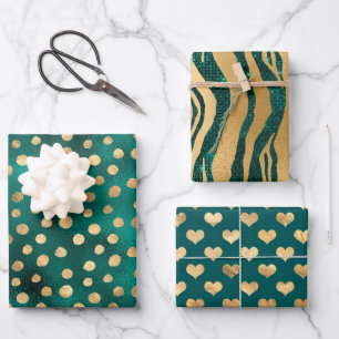 Feuille De Papier Cadeau Glamour sarcelle et or